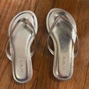 J. Crew Metallic Silver Sandals